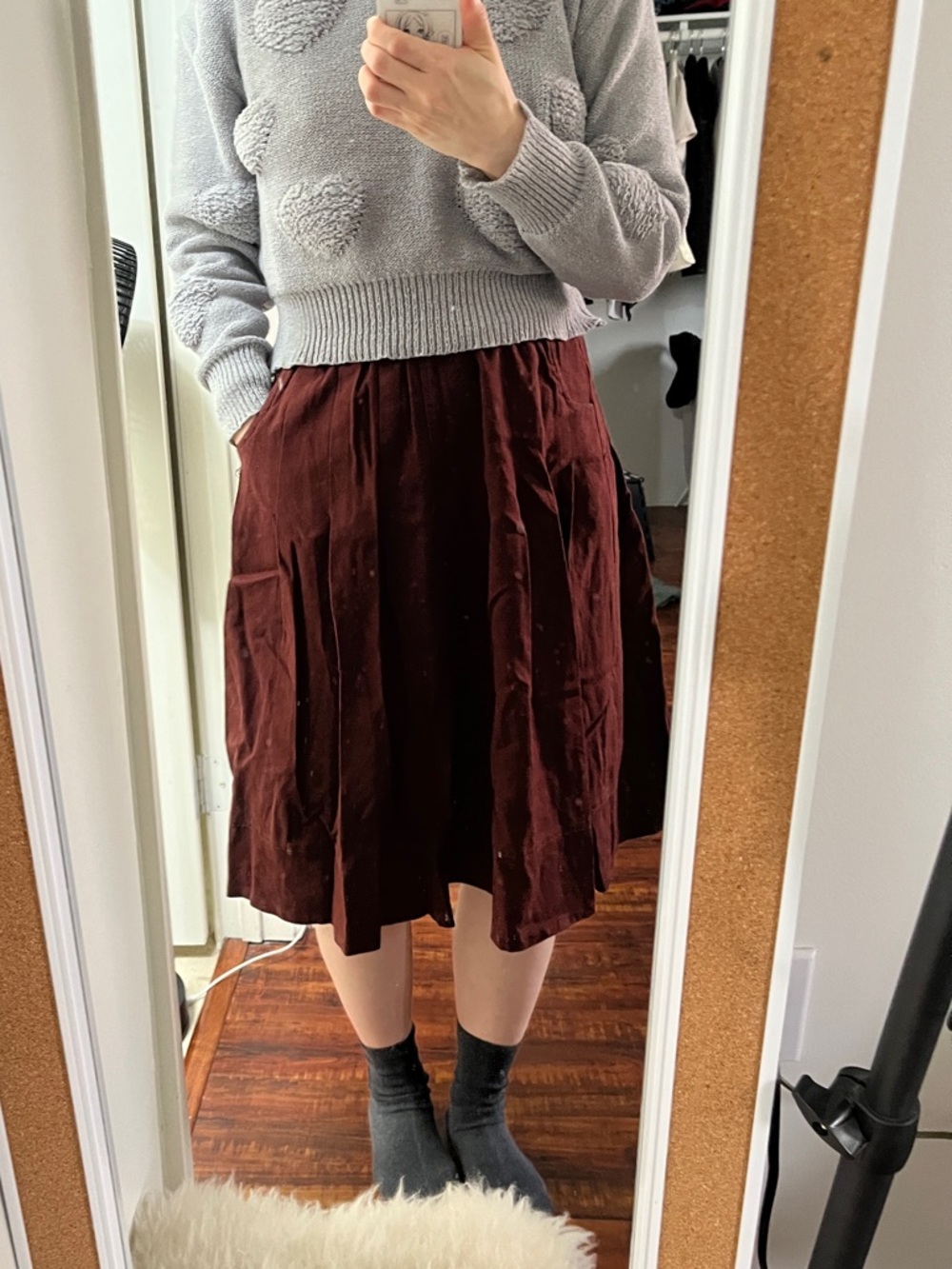 Burgundy Midi Skirt - Classic A-Line